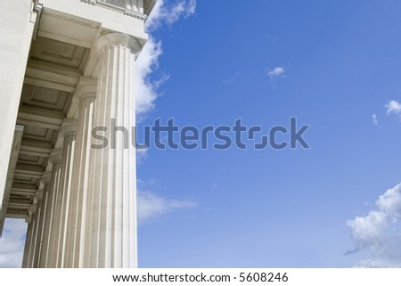 Stone Columns with Blue Sky Text Area
