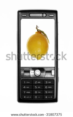 Mobile lemon, old technology concept image