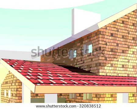 Two roof of the house are connected