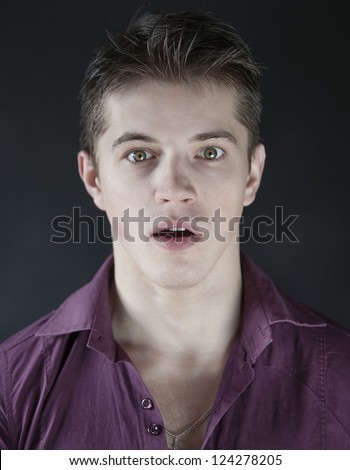 emotional portrait of attractive men surprised face expression
