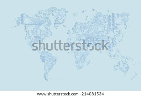 World Map  circuit board vector background