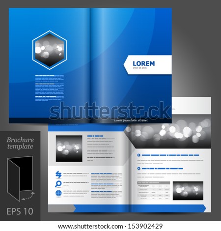 Vector blue brochure template design with white arrow. EPS 10