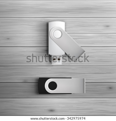 Template for advertising and corporate identity. USB flash drives. Blank mockup for design. Vector white object