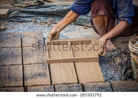 hand made bricks form clay