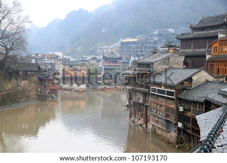 FENGHUANG - MARCH 22: A view of the old town on March 22, 2012 in Fenghuang, China. The ancient town of Fenghuang was added to the UNESCO World Heritage Tentative List in 2008 in the Cultural category
