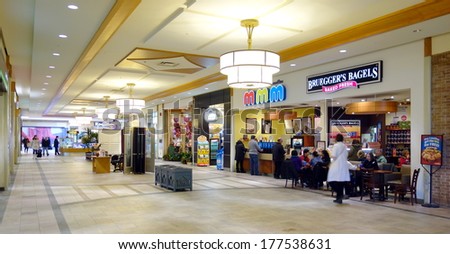 TORONTO, CANADA - FEBRUARY 11, 2014: With 585,758 sq ft of retail space, Hillcrest Mall has 135 shops, services, and restaurants.