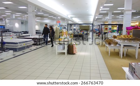 TORONTO, CANADA - MARCH 25, 2015: Home department at a The Bay Company department store in  Toronto.