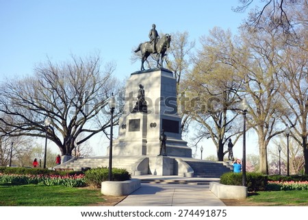 WASHINGTON D.C., UNITED STATES OF AMERICA - APRIL 12, 2015: William Tecumseh Sherman Monument at Sherman Park, Washington, D.C.