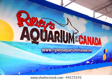 TORONTO - NOVEMBER 24: A Ripley\'s Aquarium street ad on November 24, 2011 in Toronto, Canada. The Aquarium will open in 2013 and will be located in Downtown area in proximity of the CN Tower.