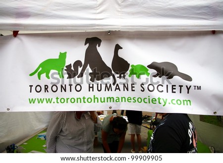 TORONTO - JUNE 12: Humane Society stand on June 12, 2011 in Toronto. Currently, 123 societies are represented at a federal level by the Canadian Federation of Humane Societies.