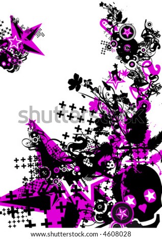 Cool pink skull and Stars Illstration Stock foto © 