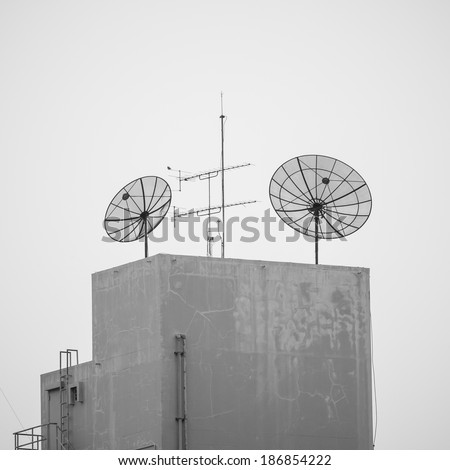 Black and white, Satellite dish communication technology network