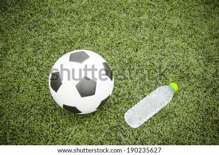 soccer ball and water bottle