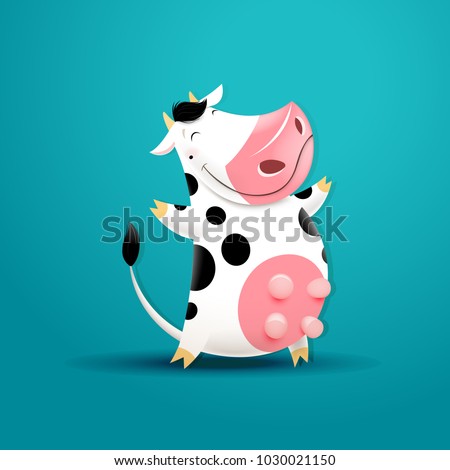 Vector illustration of funny smiling cow