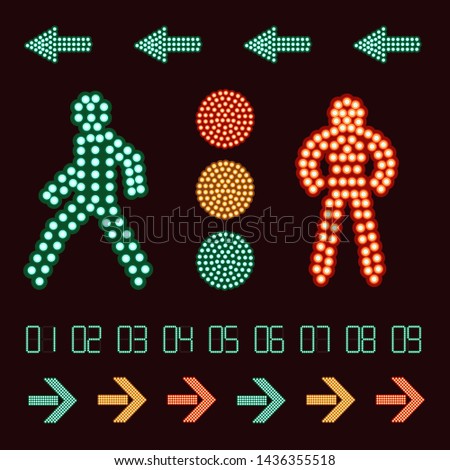 Image, Stock Photo a traffic light man and the lights of the big city