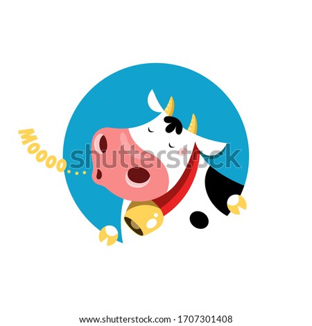 Vector circle emblem of a mooing cow.