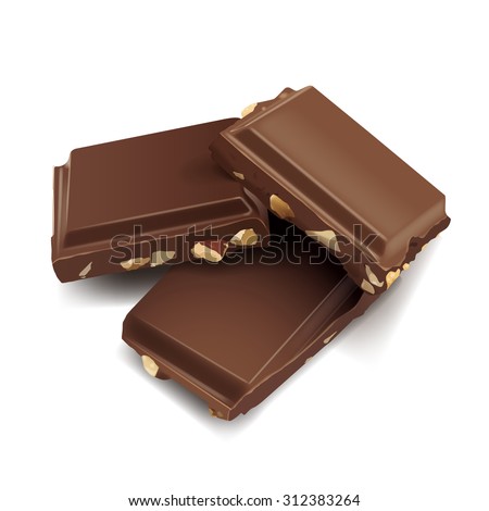 Three chocolate bars lying on top of one another isolated on the white background vector illustration