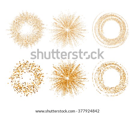 Vector abstract glitter background with golden texture. Gold glitter ring, gold star, loop set. Luxury gold glitter.  