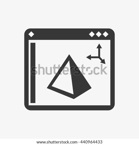 Software icon for 3D printing. Logo design vector illustration. The process of 3D printing, engineering, product modeling, design it in to 3D graphics programs.