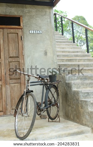 vintage bicycle in front of a vintage place