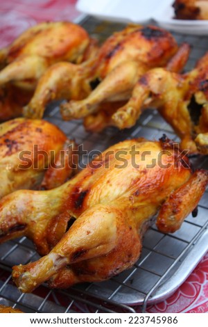 roasted chicken for sale in local market