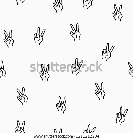 Seamless pattern with hand drawn peace gesture