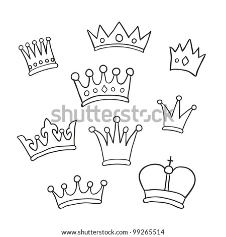 Hand Drawn Crowns. Vector Illustration - 99265514 : Shutterstock