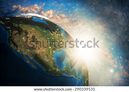 Detailed colorful Earth, highly detailed planet earth in the morning Elements of this image furnished by NASA
