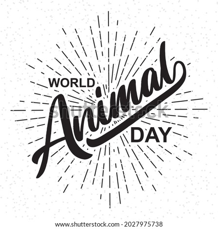 World Animal Day Lettering. Vector illustration.