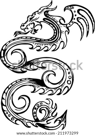 Sketch Of Tattoo Dragon Stock Vector Illustration 