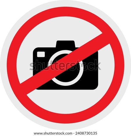 No take photo sign, No use camera sign with black camera symbol and red no sign or symbol