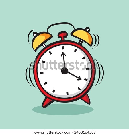 Alarm clock  wake-up time isolated on background in flat style. Vector illustration
