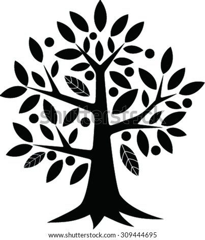 Black Tree Silhouette Isolated On White Background, Vector Illustration ...