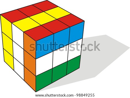 3d illustration of cube assembling from blocks