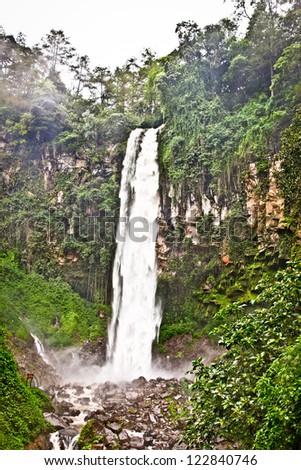 Beautiful Grojogan Sewu waterfall  on central Java in Indonesia.