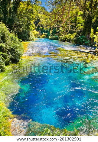 Blue Eye is a water spring discharge between 2 and 18 m3 / s. Delvine district, Albania.