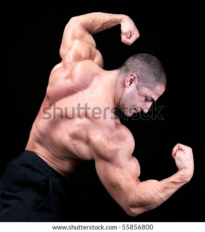 Back View Of A Body Builder, Isolated On Black Stock Photo 55856800 ...