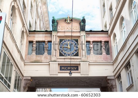 Famous astronomical clock in Vienna built by Franz Matsch in 1912-1914 at Hoher Markt. Every hour a famous person appears, including Marcus Aurelius and Charlemagne. Austria