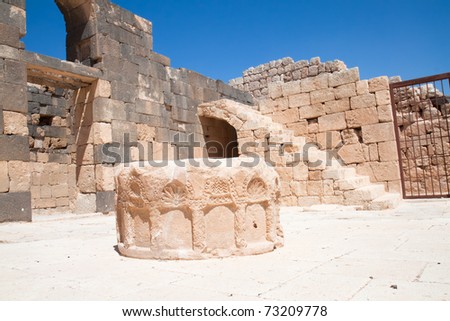 Stone well  in Qasr Al Hallabat desert castle, Jordan