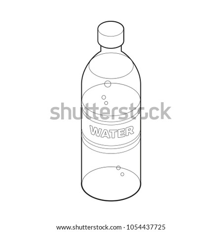 Bottle of water isometric style icon coloring book, food concept illustration, vector eps10