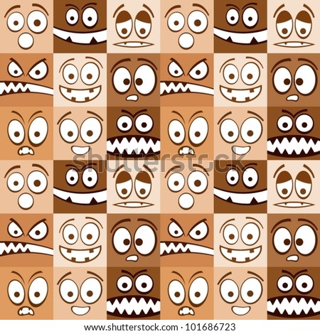 Funny skin color emotions seamless pattern.