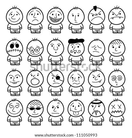 Set Of Funny Hand Drawn Characters. Stock Vector Illustration 111050993 ...