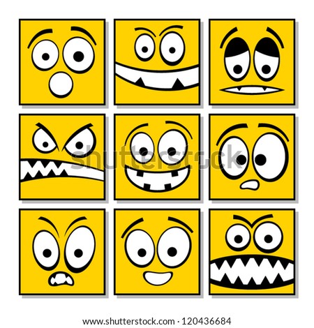 Set of funny yellow emotions.