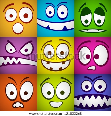 Funny colorful emotions seamless pattern.