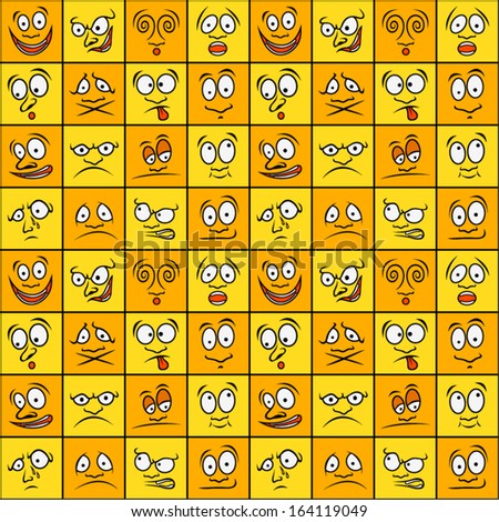 Funny yellow emotions seamless pattern.