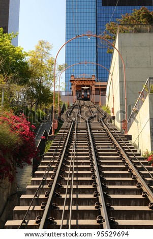 Funicular railway in downtown, Los Angeles, US