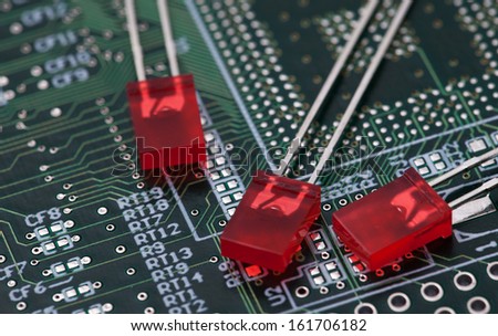 Red LED on green PCB