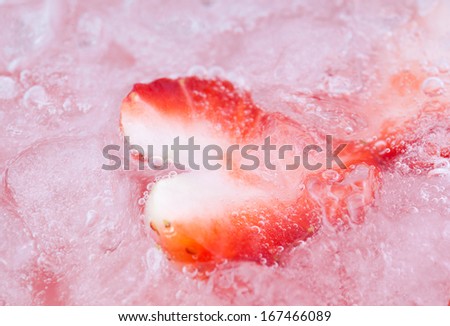 Fresh Strawberry in strawberry soda