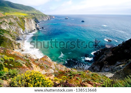 A Beautiful View of the California Coastline along State Road 1.
