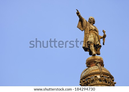 Christopher Columbus statue in Barcelona, Spain
